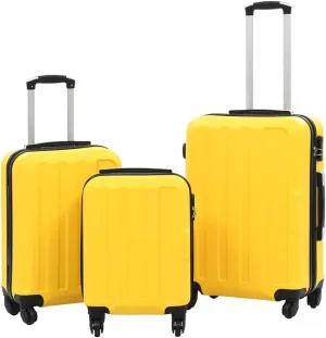 Durable Yellow ABS Hardcase Trolley Set, Three-Piece Luggage Set for Organized Travel, Lightweight and Secure with Internal Straps and Security Lock