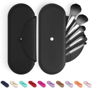 Embla Makeup Brush Holder Travel Cosmetic Case Pouch, Soft Silicone Cosmetic Bag Make Up Brushes Holder with Secure Snap Closure, Travel Makeup Brush Case, Black