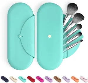 Embla Makeup Brush Holder Travel Cosmetic Case Pouch, Soft Silicone Cosmetic Bag Make Up Brushes Holder with Secure Snap Closure, Travel Makeup Brush Case, Cotton Candy