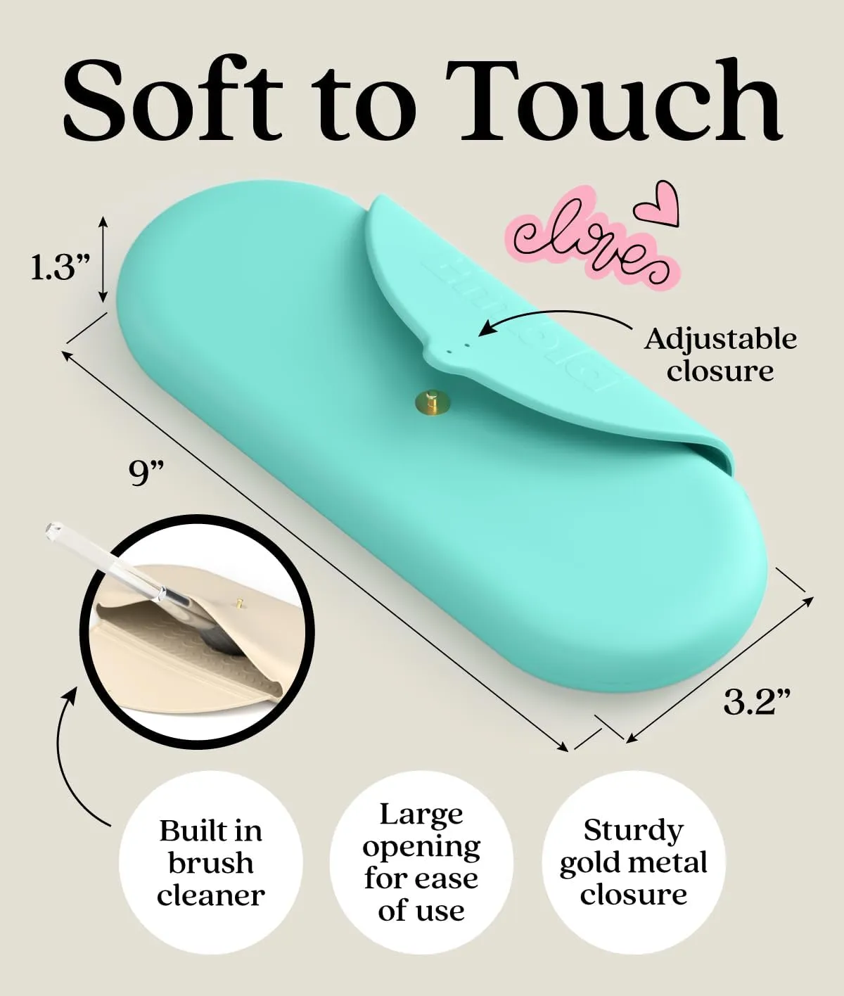 Embla Makeup Brush Holder Travel Cosmetic Case Pouch, Soft Silicone Cosmetic Bag Make Up Brushes Holder with Secure Snap Closure, Travel Makeup Brush Case, Cotton Candy