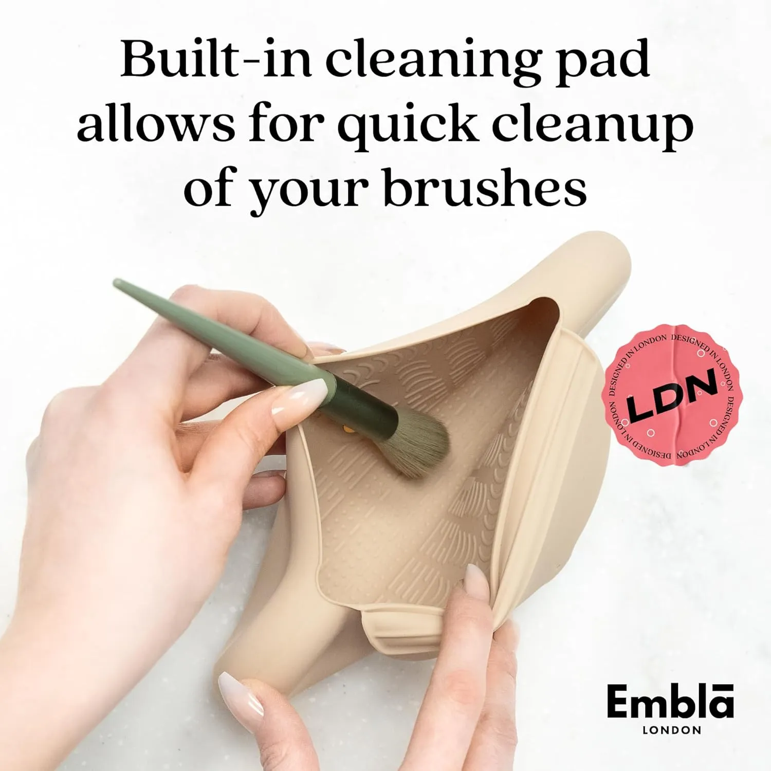 Embla Makeup Brush Holder Travel Cosmetic Case Pouch, Soft Silicone Cosmetic Bag Make Up Brushes Holder with Secure Snap Closure, Travel Makeup Brush Case, Flamingo