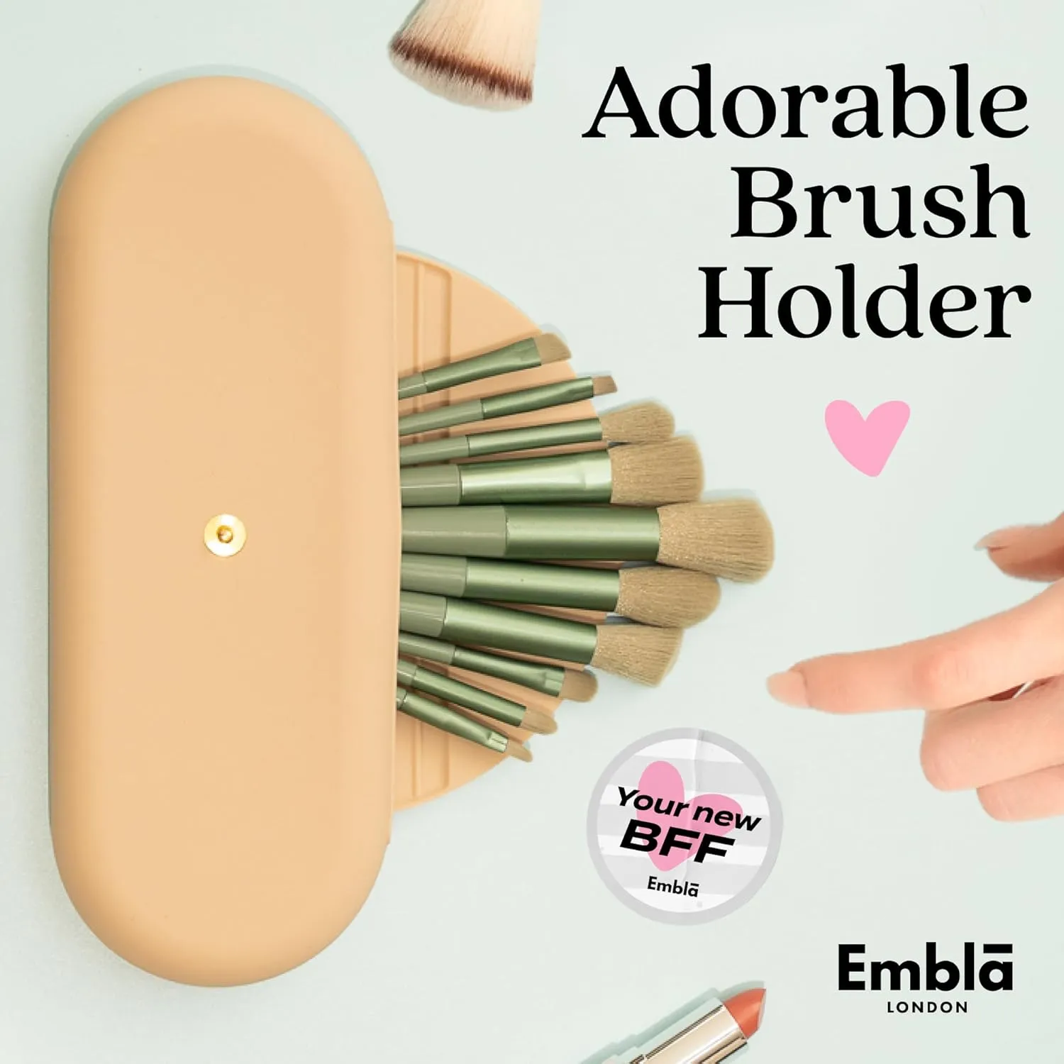 Embla Makeup Brush Holder Travel Cosmetic Case Pouch, Soft Silicone Cosmetic Bag Make Up Brushes Holder with Secure Snap Closure, Travel Makeup Brush Case, Fuchsia