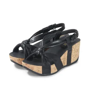 Formentera Bowknot Wedge Sandals (Nero)