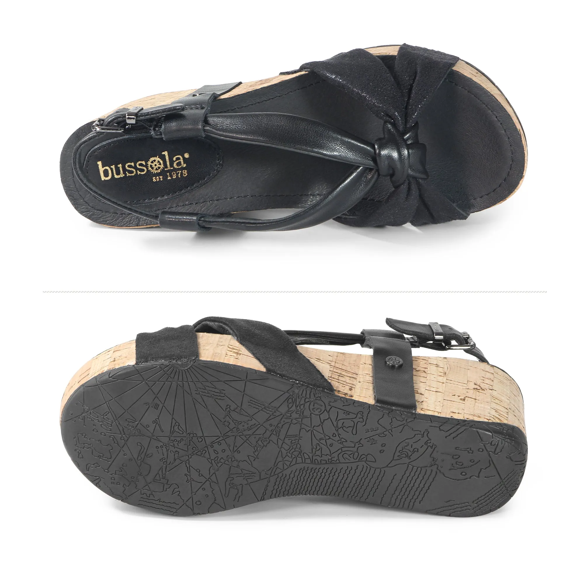 Formentera Bowknot Wedge Sandals (Nero)