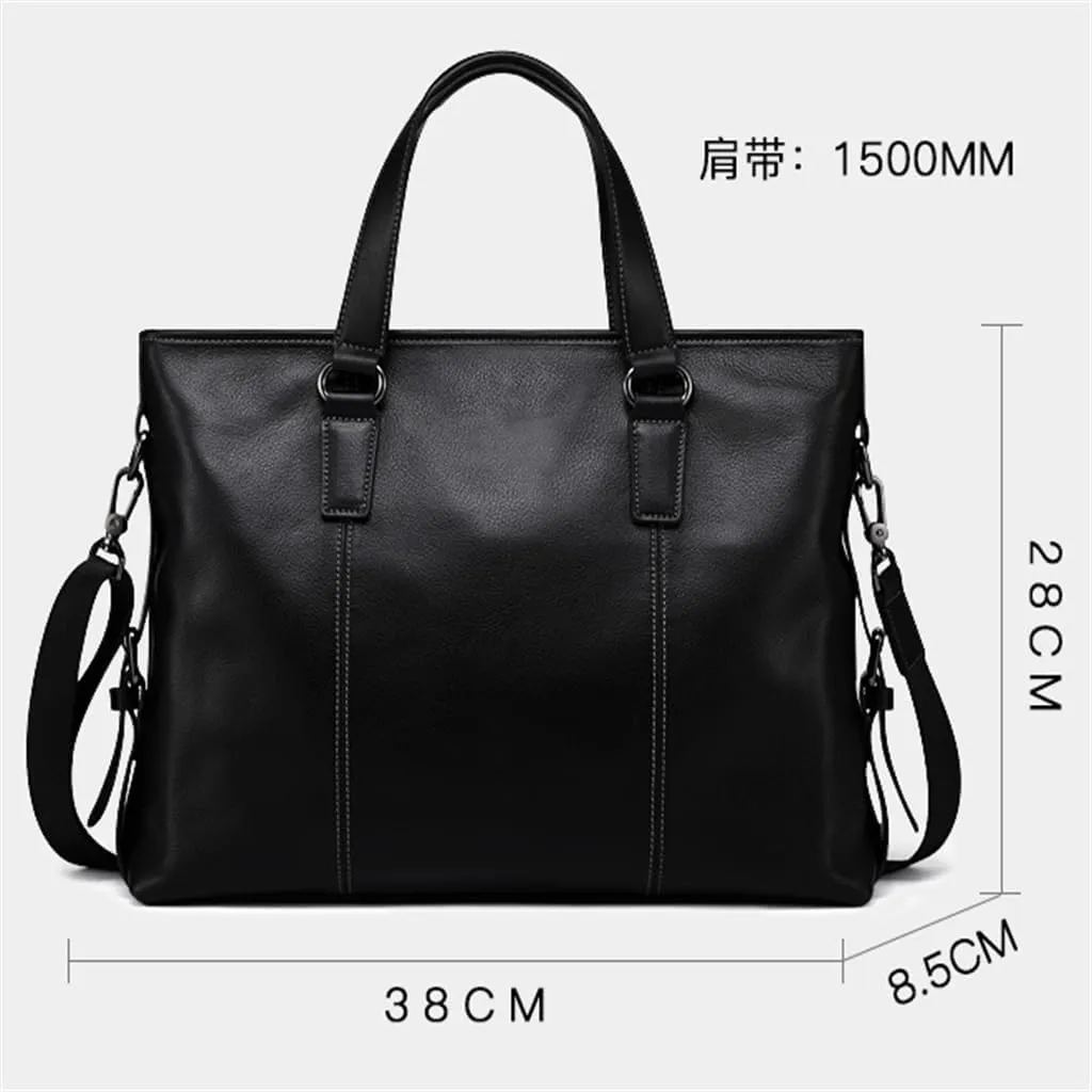Genuine Leather Men's Casual Handbag Layer Cowhide Computer Bag Horizontal Crossbody Bag