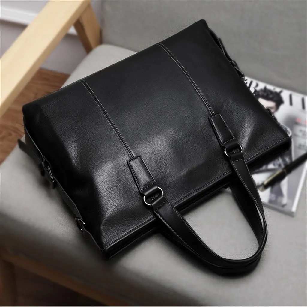Genuine Leather Men's Casual Handbag Layer Cowhide Computer Bag Horizontal Crossbody Bag