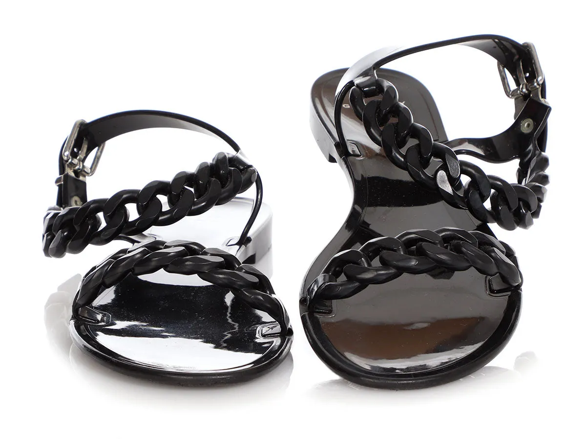 Givenchy Black Chain Jelly Flat Sandals