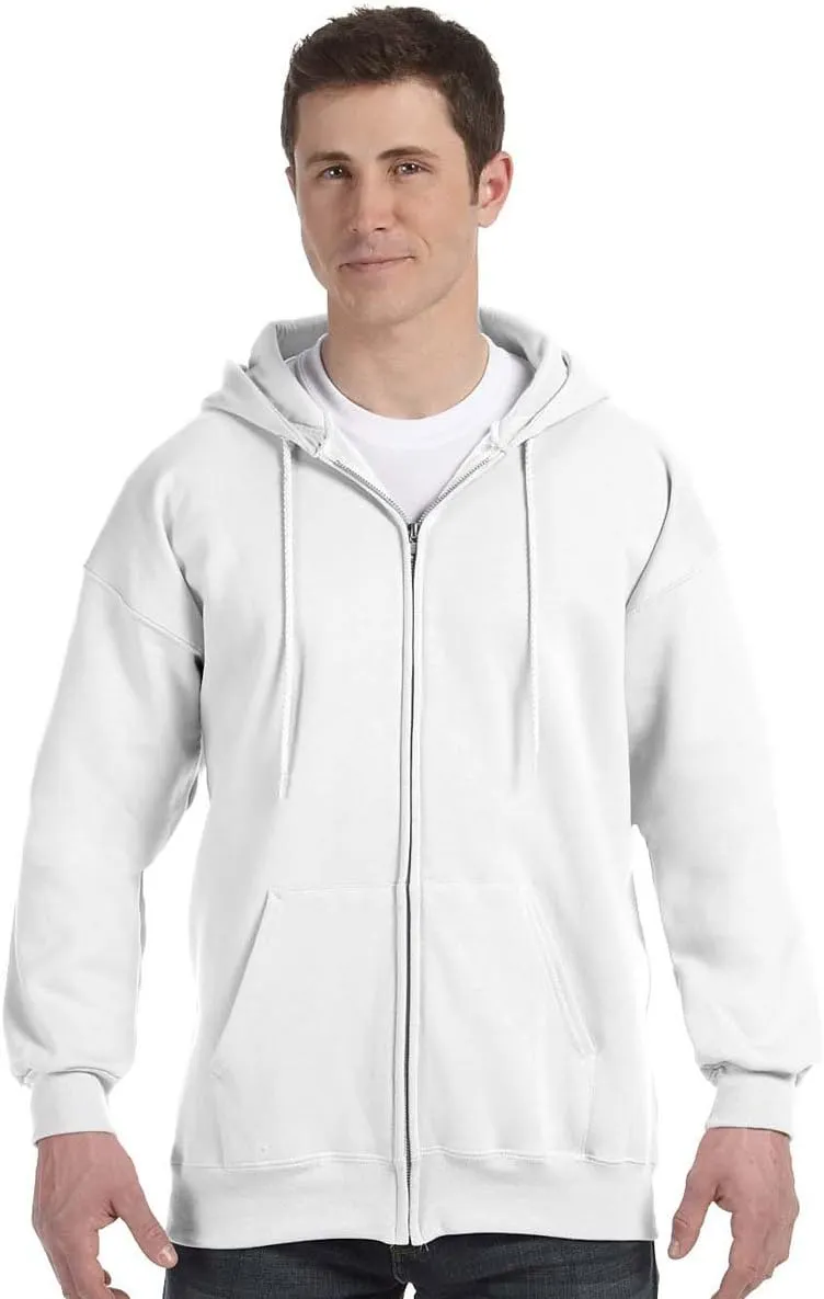 Hanes Men's Light Steel Full-Zipper Hoodie, White, Small
