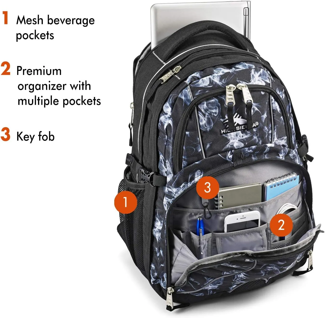 High Sierra Swerve Laptop Backpack, Black Steam/Black, One Size