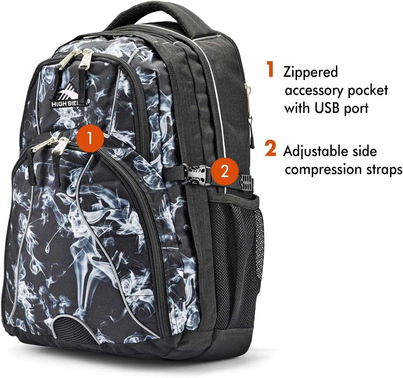 High Sierra Swerve Laptop Backpack, Black Steam/Black, One Size