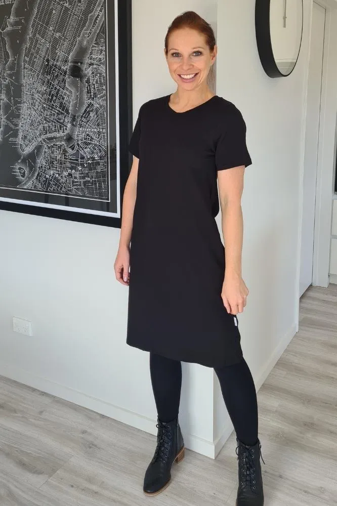 Homelee Taylor Tee Dress Black