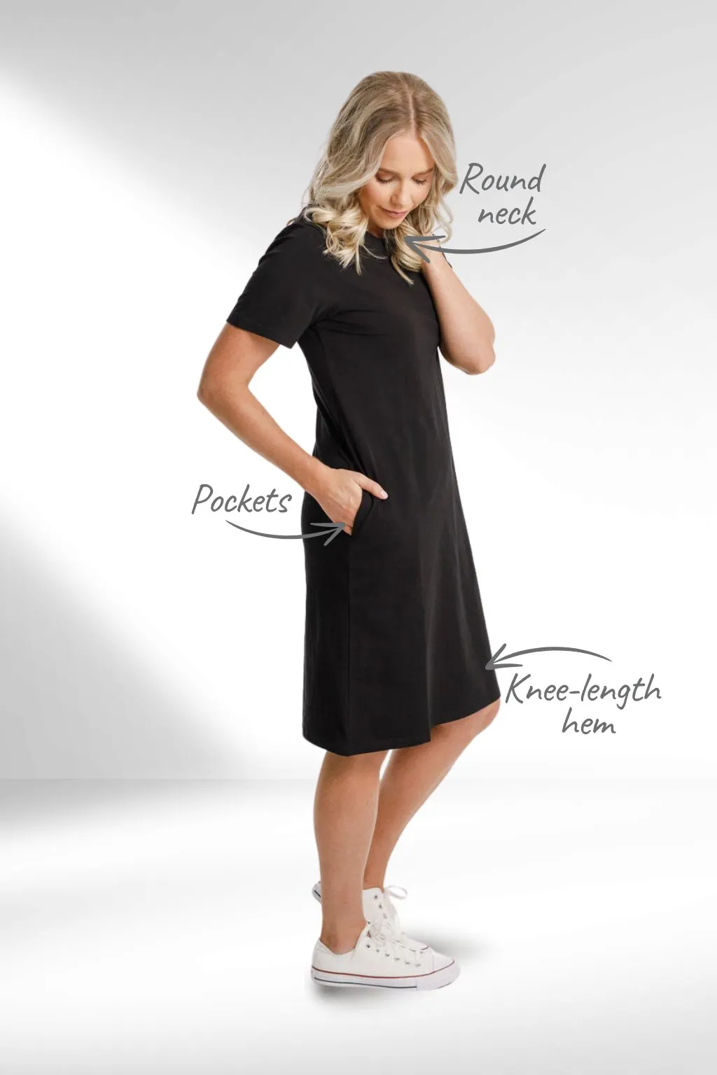 Homelee Taylor Tee Dress Black