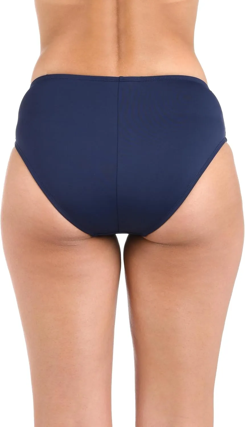 Island Goddess Banded Mid Waist Pant Bikini Swimsuit Bottom