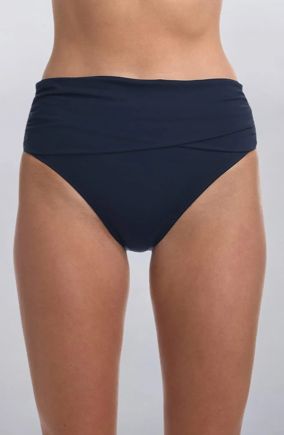 Island Goddess Banded Mid Waist Pant Bikini Swimsuit Bottom