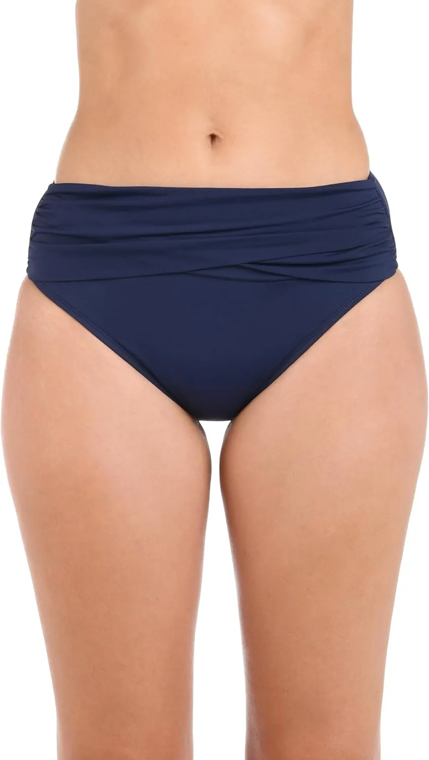 Island Goddess Banded Mid Waist Pant Bikini Swimsuit Bottom