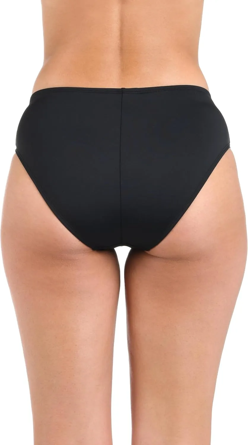 Island Goddess Banded Mid Waist Pant Bikini Swimsuit Bottom