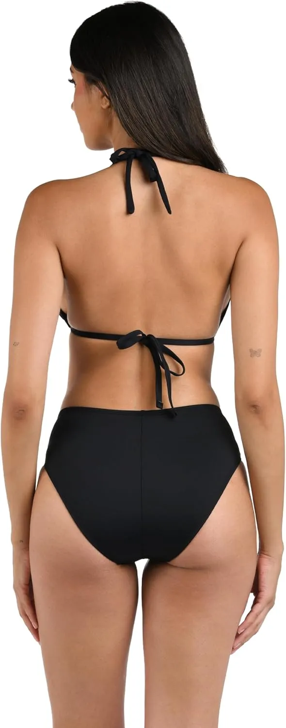 Island Goddess Banded Mid Waist Pant Bikini Swimsuit Bottom