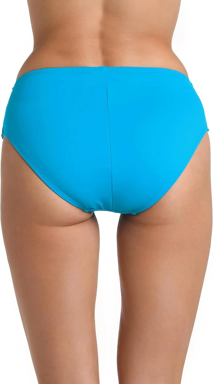 Island Goddess Banded Mid Waist Pant Bikini Swimsuit Bottom