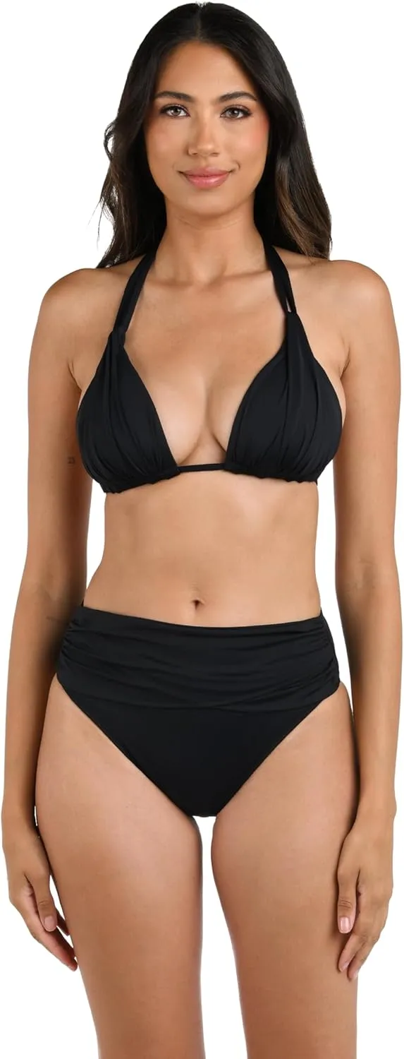 Island Goddess Banded Mid Waist Pant Bikini Swimsuit Bottom