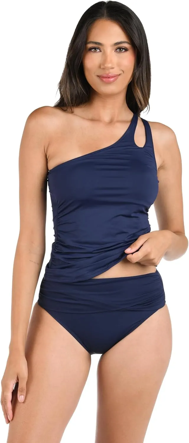 Island Goddess Banded Mid Waist Pant Bikini Swimsuit Bottom