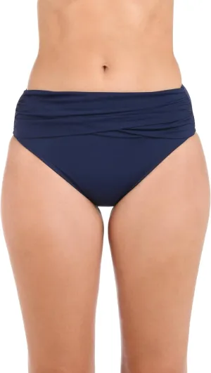 Island Goddess Banded Mid Waist Pant Bikini Swimsuit Bottom