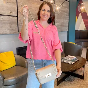 Jen & Co Casablanca Detailed Snap Crossbody - Greige