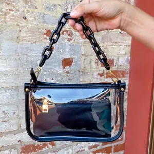 Jen & Co Jessica Vegan Clear Crossbody in Black