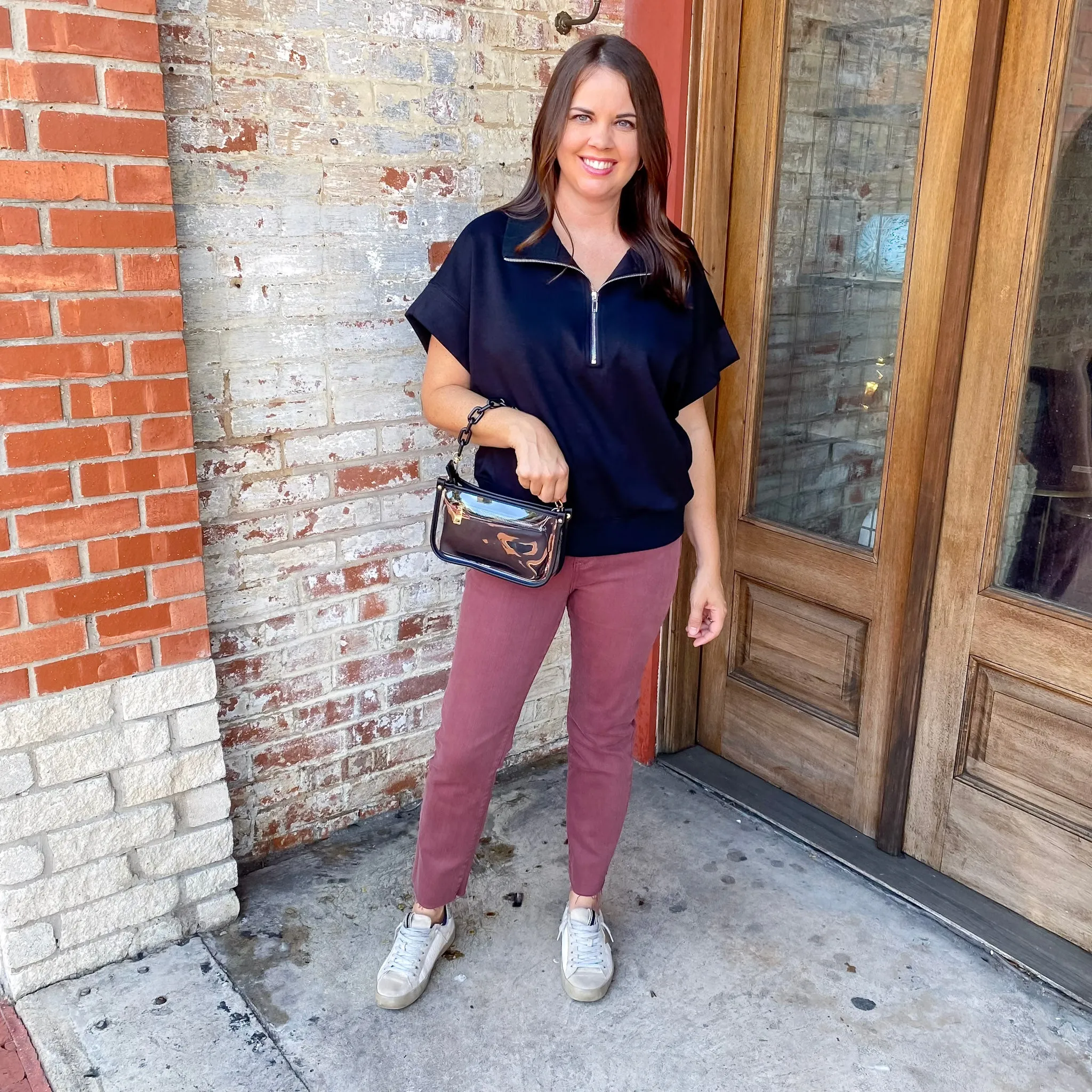 Jen & Co Jessica Vegan Clear Crossbody in Black