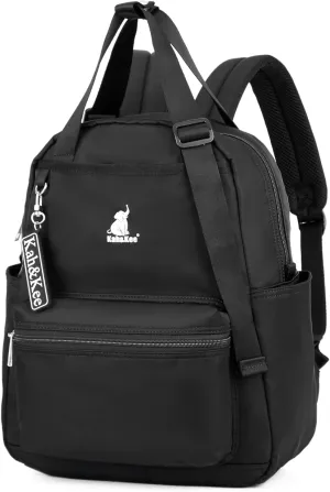 Kah&Kee Backpack Purse For Women Man Convertible Backpack Tote With Laptop Compartment 14 Inch Work Backpacks Waterproof Nurse Teacher Bag College Tote Daypack (Black)