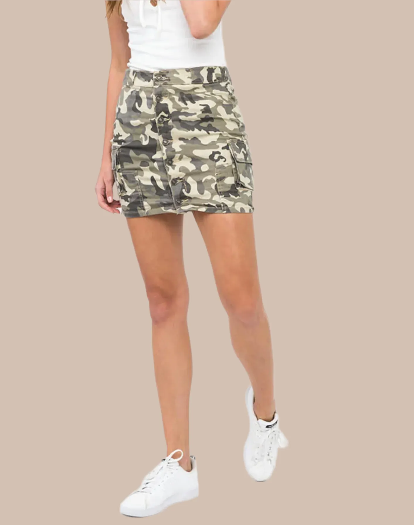 Kancan Mid Rise Cargo Mini Skirt