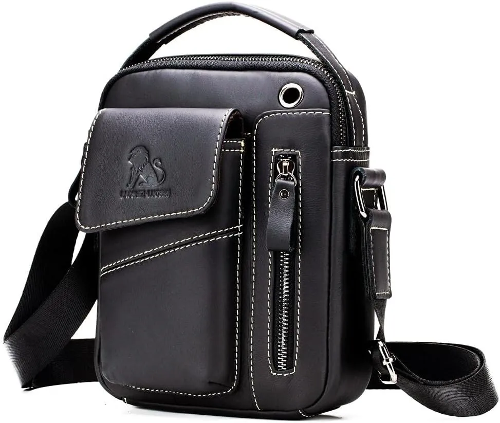 Leather men's shoulder bag head layer leather handbag vertical tablet briefcase
