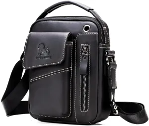 Leather men's shoulder bag head layer leather handbag vertical tablet briefcase