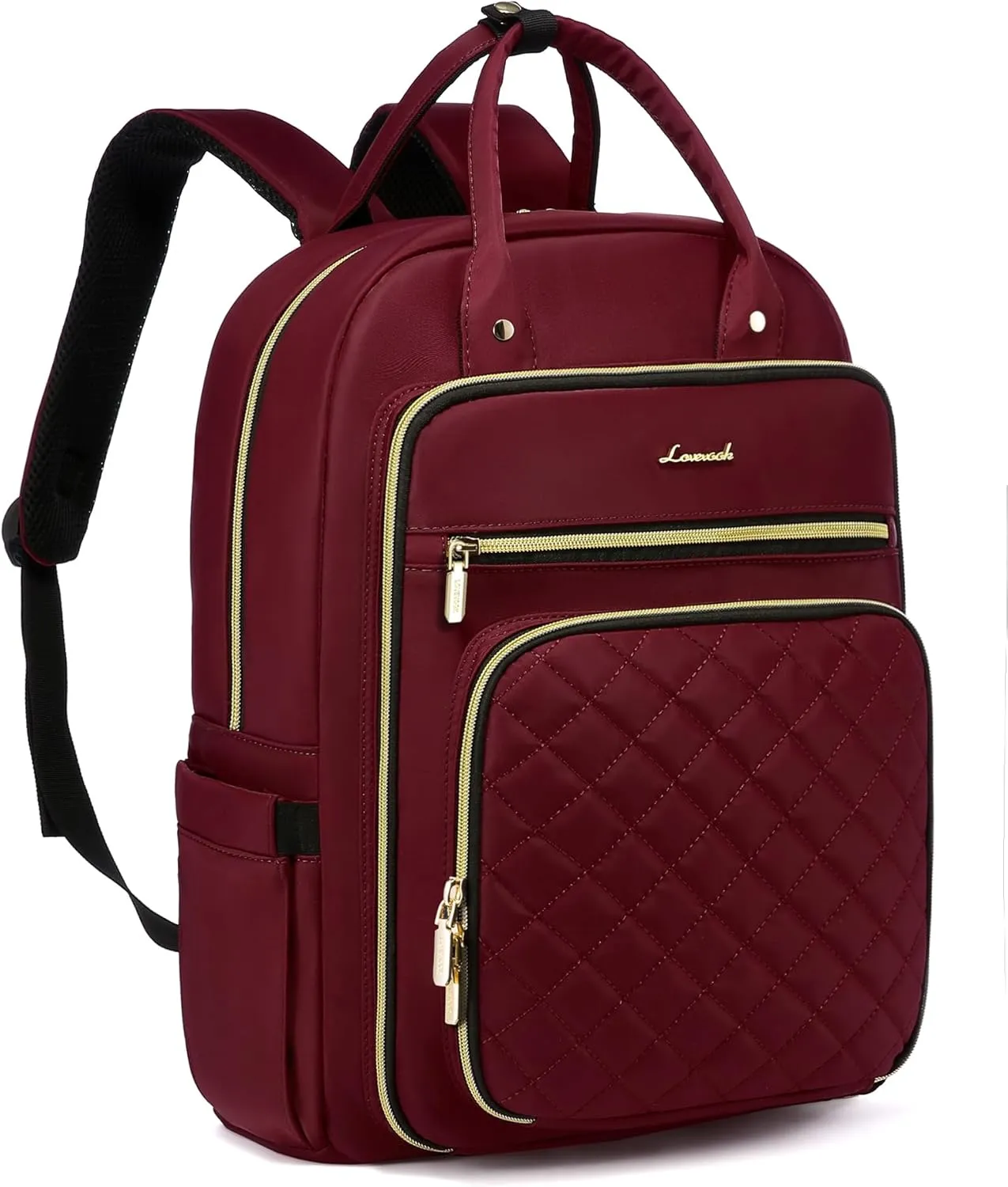 LOVEVOOK Laptop Backpack for Women, 15.6 Inch, Wine, Stylish, Ample Space, Water Resistant, USB Charging, Quilted, Lightweight, Secure Laptop Storage, Guaranteed Quality