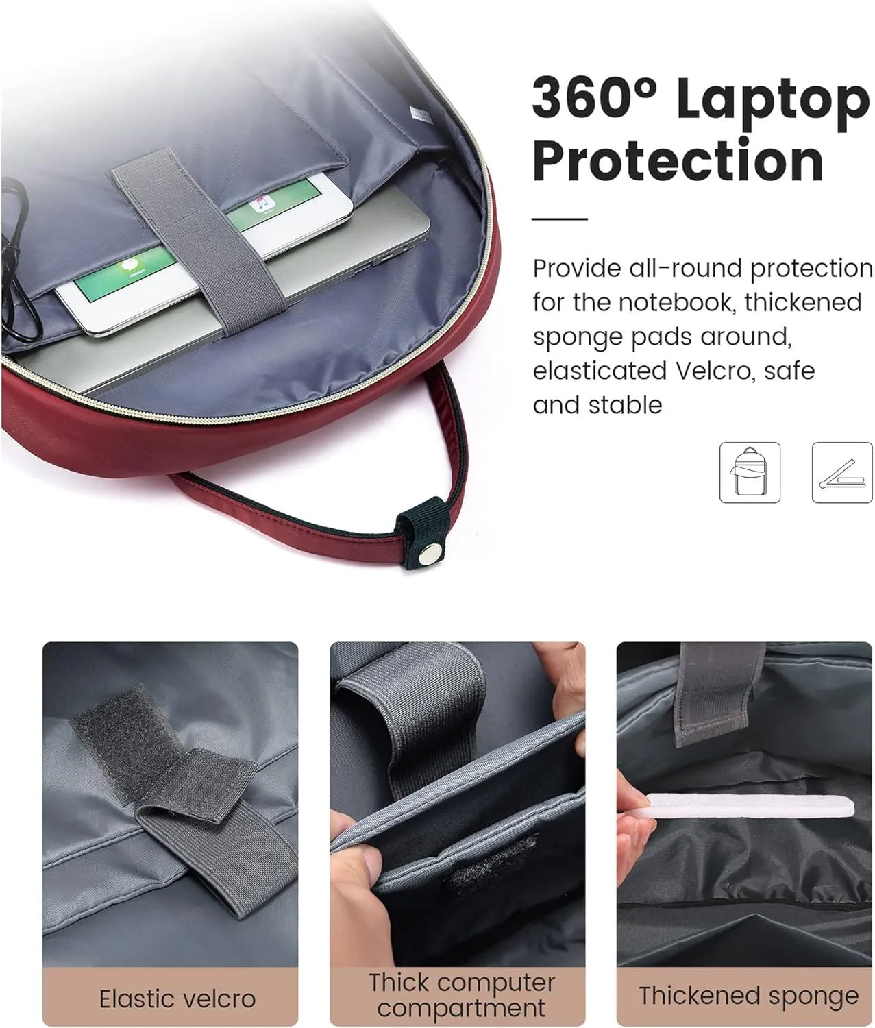 LOVEVOOK Laptop Backpack for Women, 15.6 Inch, Wine, Stylish, Ample Space, Water Resistant, USB Charging, Quilted, Lightweight, Secure Laptop Storage, Guaranteed Quality