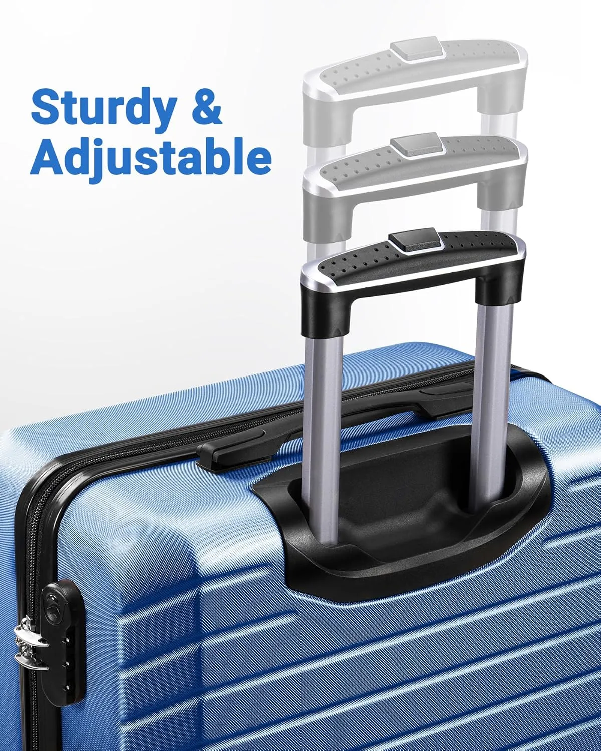 Luggage Sets 3 Piece With 7 Bags Secure Lock ASB Durable Lightweight Suitcase Double Spinner Wheels Suitcase Set (Blue)