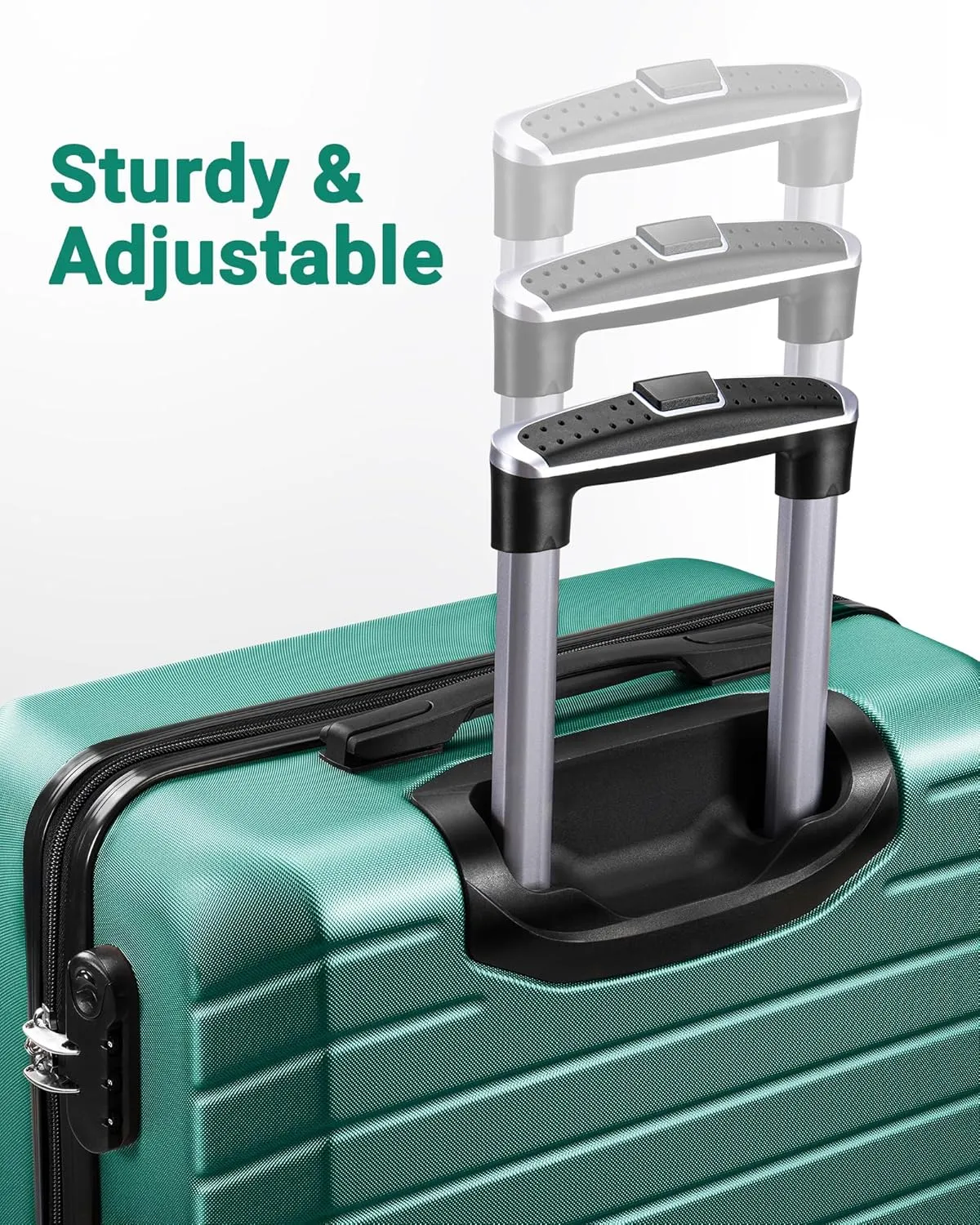 Luggage Sets 3 Piece With 7 Bags Secure Lock ASB Durable Lightweight Suitcase Double Spinner Wheels Suitcase Set (Green)