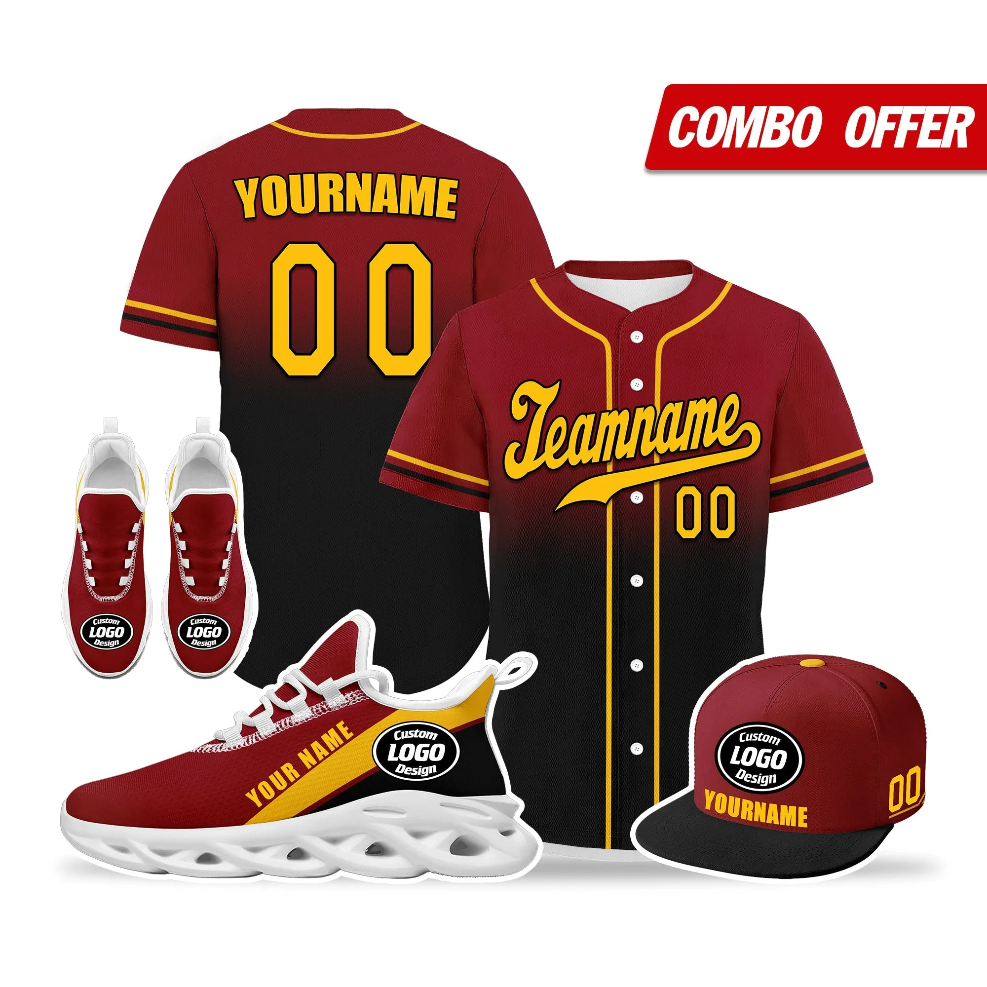 Luxury Gifts,Custom Red Black Jersey MaxSoul Shoes and Hat Combo Offer Personalized ZH-bd0b007e-9