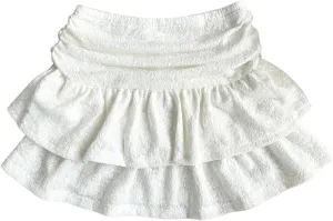 MakeMeChic Women's Y2K Mini Skirt with Shorts Ruffle Tiered Layer Skirts Skort
