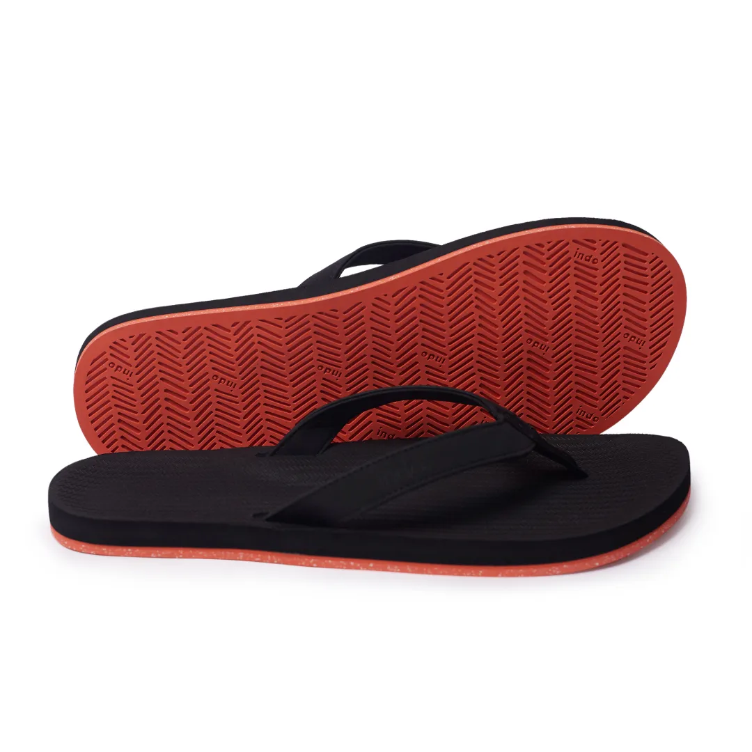 Men's Flip Flops Sneaker Sole - Black/Orange Sole