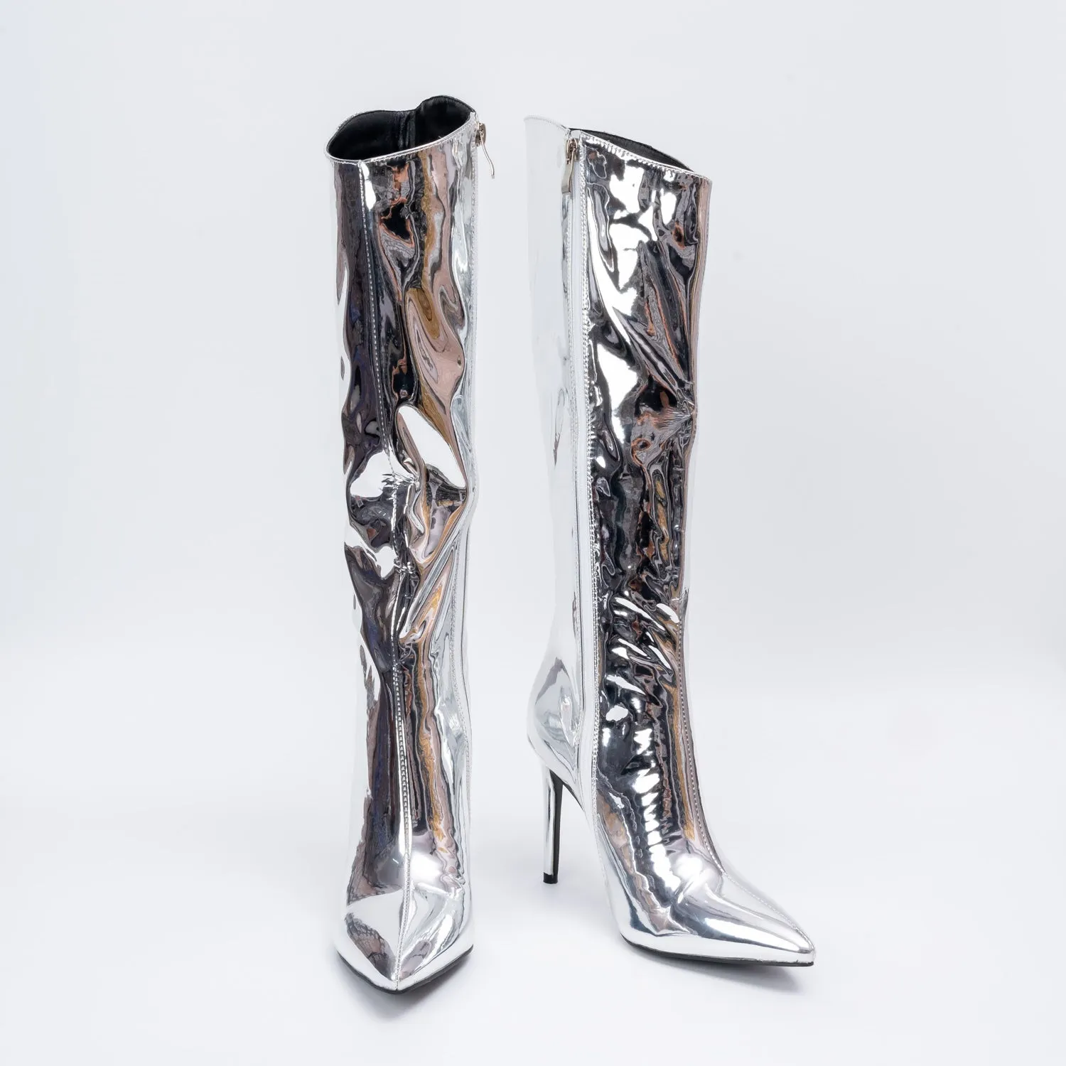 Metallic Muse - Silver Partywear Boots