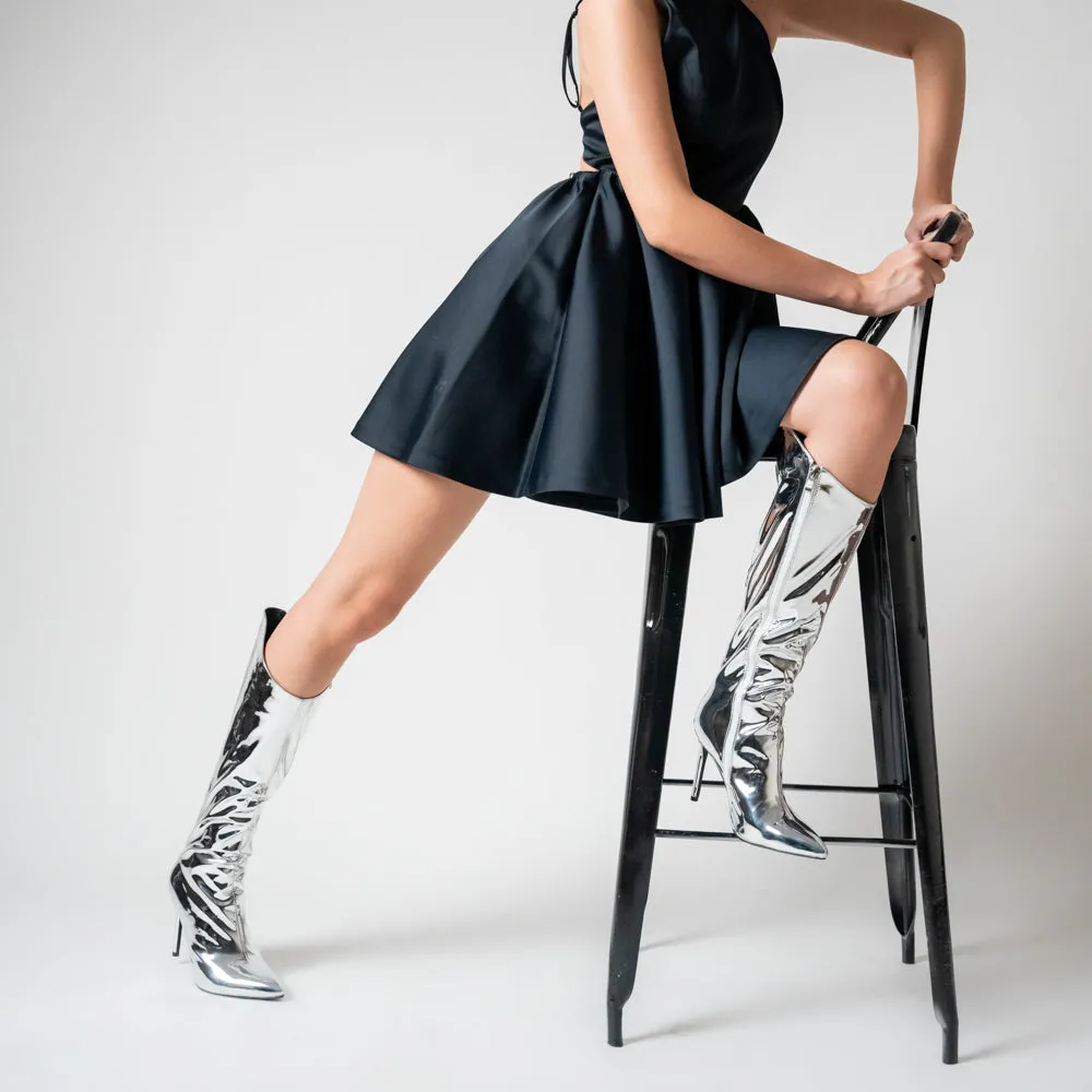 Metallic Muse - Silver Partywear Boots