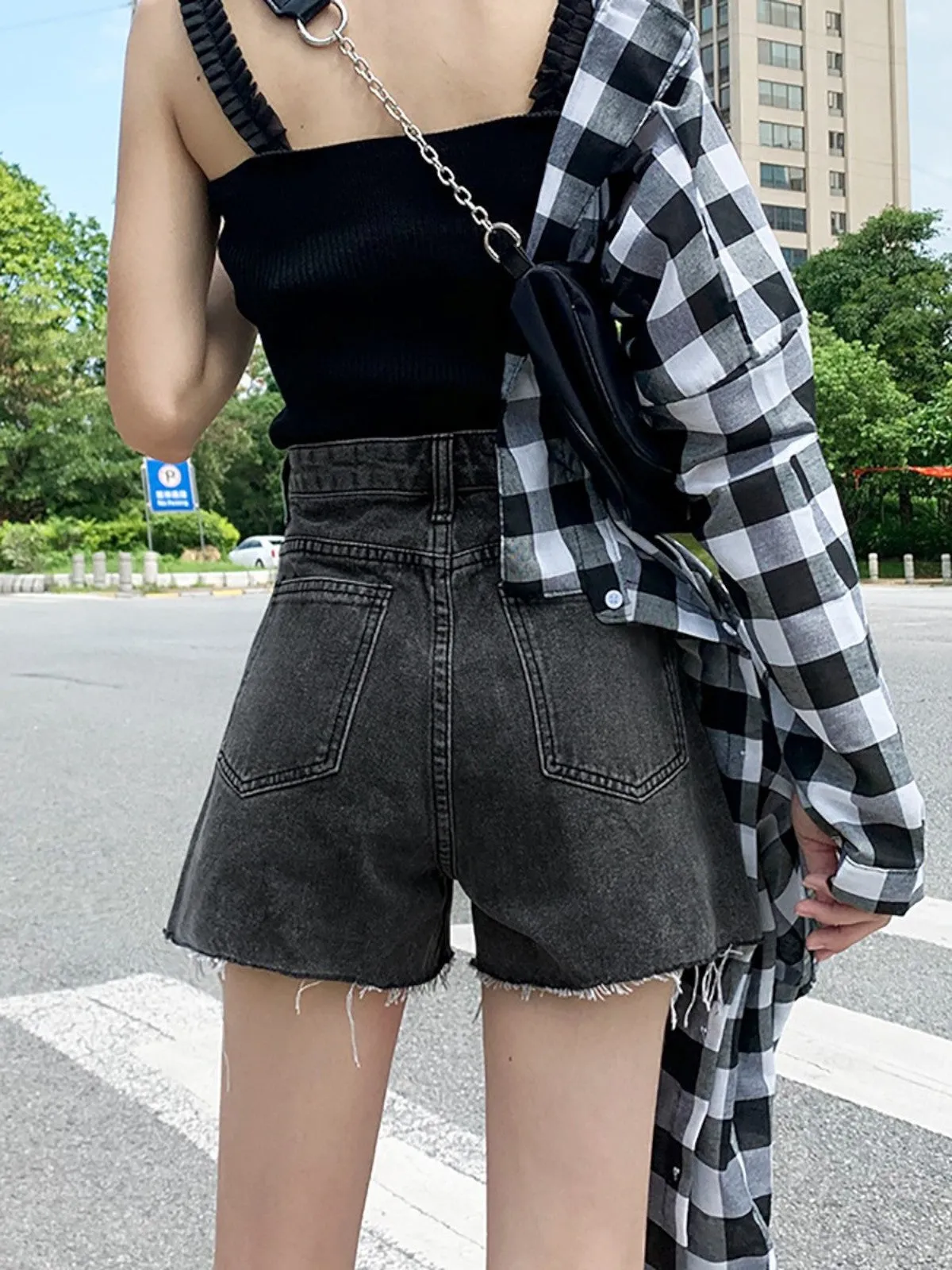 Mira Distressed Denim Mini Skirt