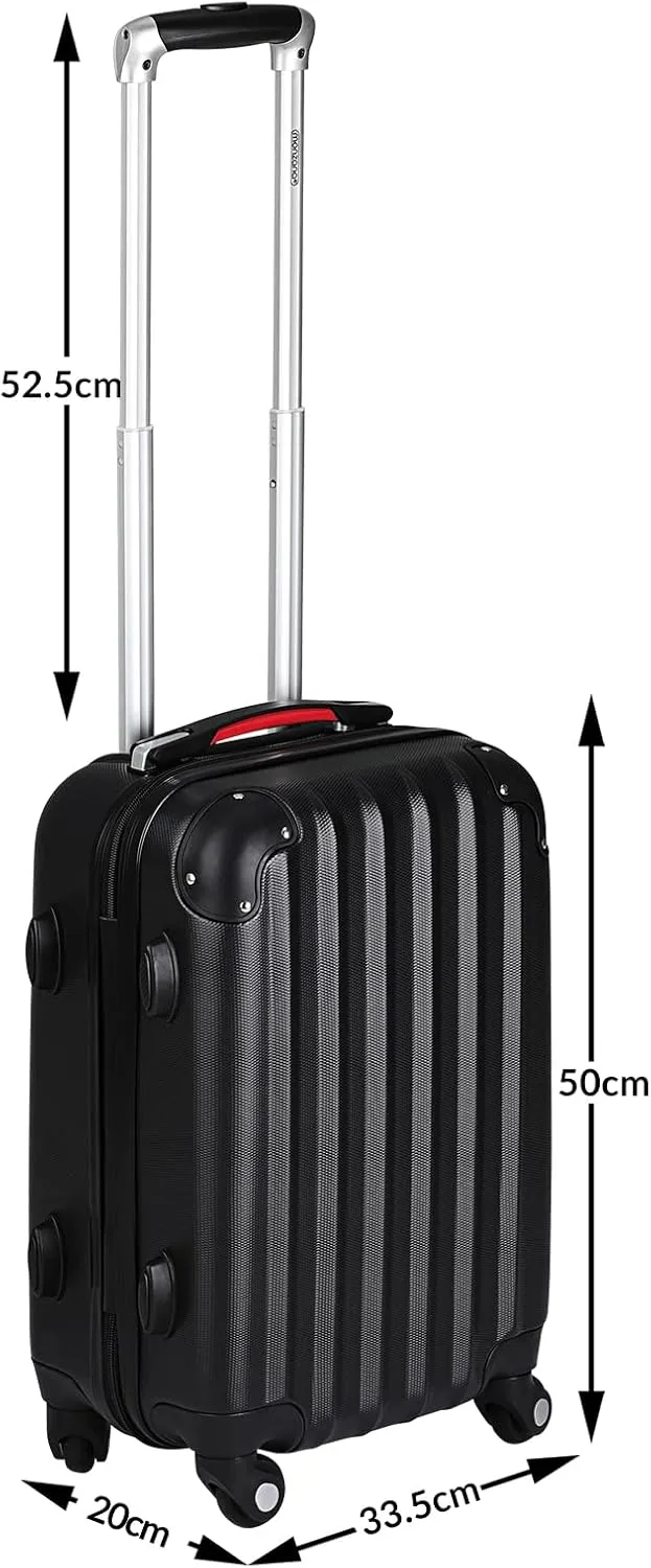 MONZANA Baseline Hard Shell Suitcase Medium | Hand Luggage | ABS Hard Case Housing | 4X Rubberised 360 Spinner Wheels | Telescopic Handle | Secure Combination Lock Hardcase Hardshell Trolley Black,