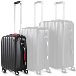 MONZANA Baseline Hard Shell Suitcase Medium | Hand Luggage | ABS Hard Case Housing | 4X Rubberised 360 Spinner Wheels | Telescopic Handle | Secure Combination Lock Hardcase Hardshell Trolley Black,