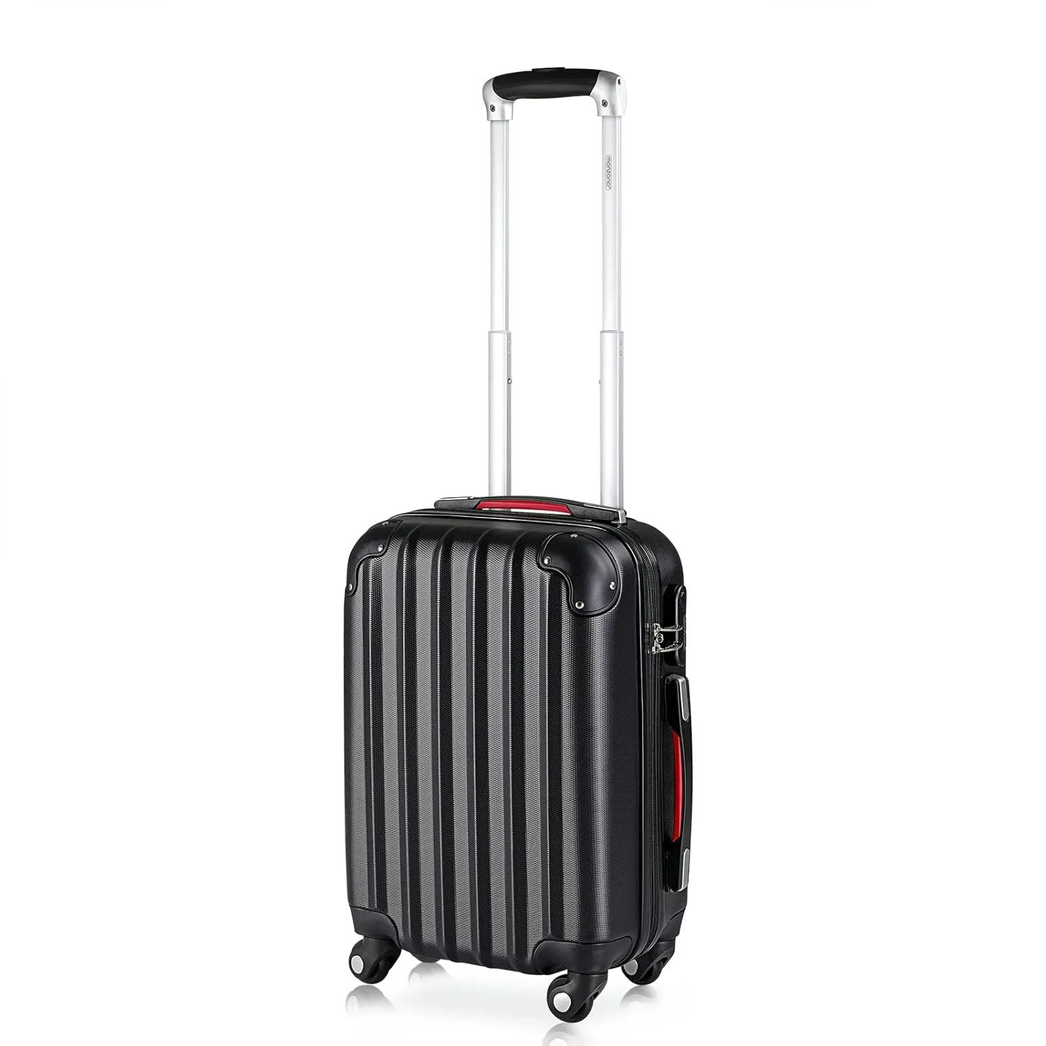 MONZANA Baseline Hard Shell Suitcase Medium | Hand Luggage | ABS Hard Case Housing | 4X Rubberised 360 Spinner Wheels | Telescopic Handle | Secure Combination Lock Hardcase Hardshell Trolley Black,