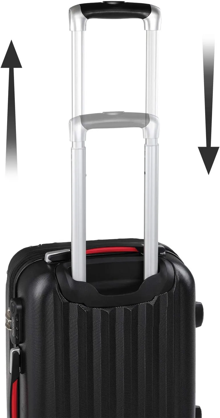 MONZANA Baseline Hard Shell Suitcase Medium | Hand Luggage | ABS Hard Case Housing | 4X Rubberised 360 Spinner Wheels | Telescopic Handle | Secure Combination Lock Hardcase Hardshell Trolley Black,