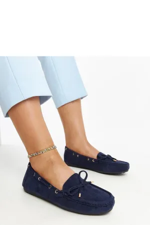 Navy blue suede moccasins