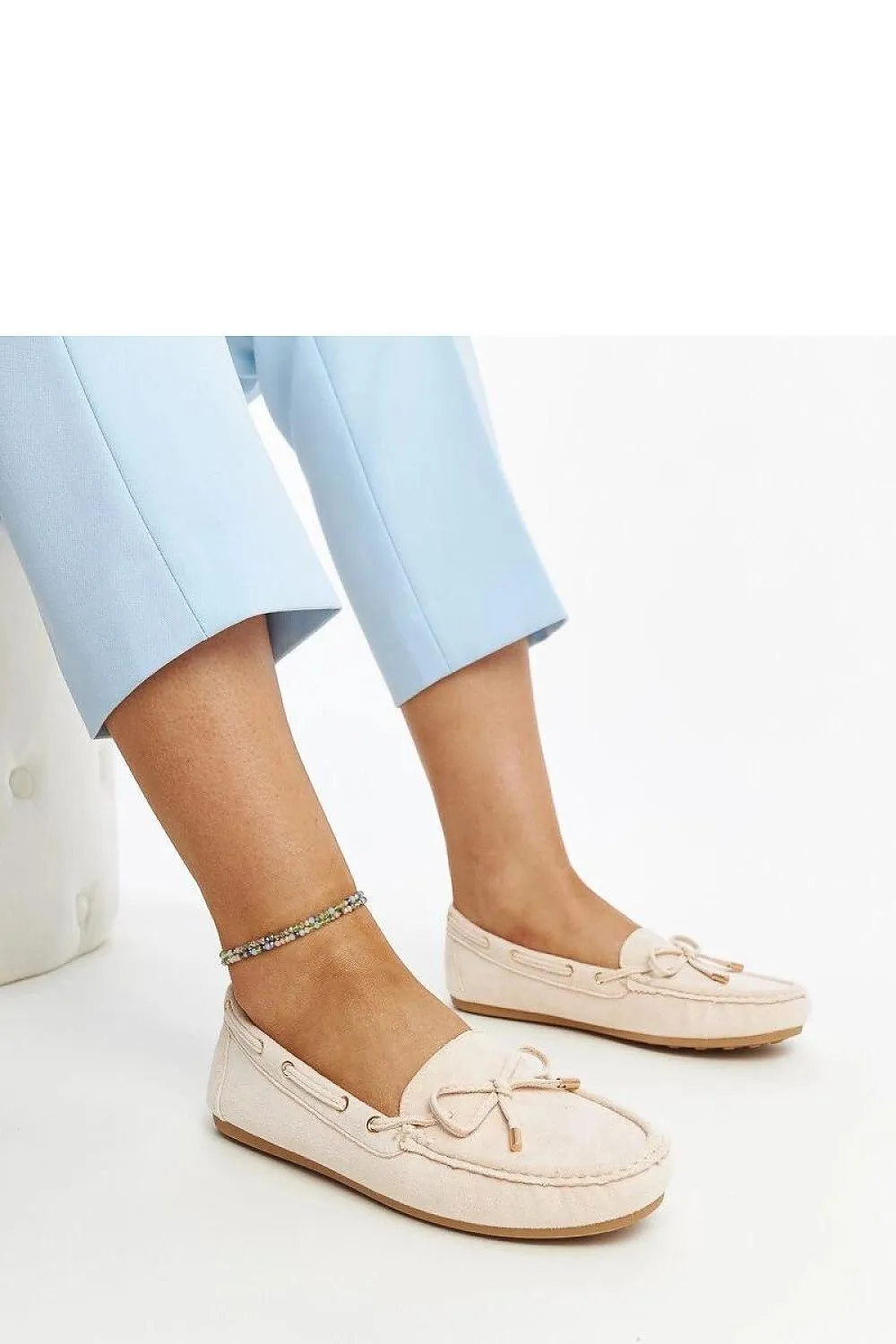 Navy blue suede moccasins