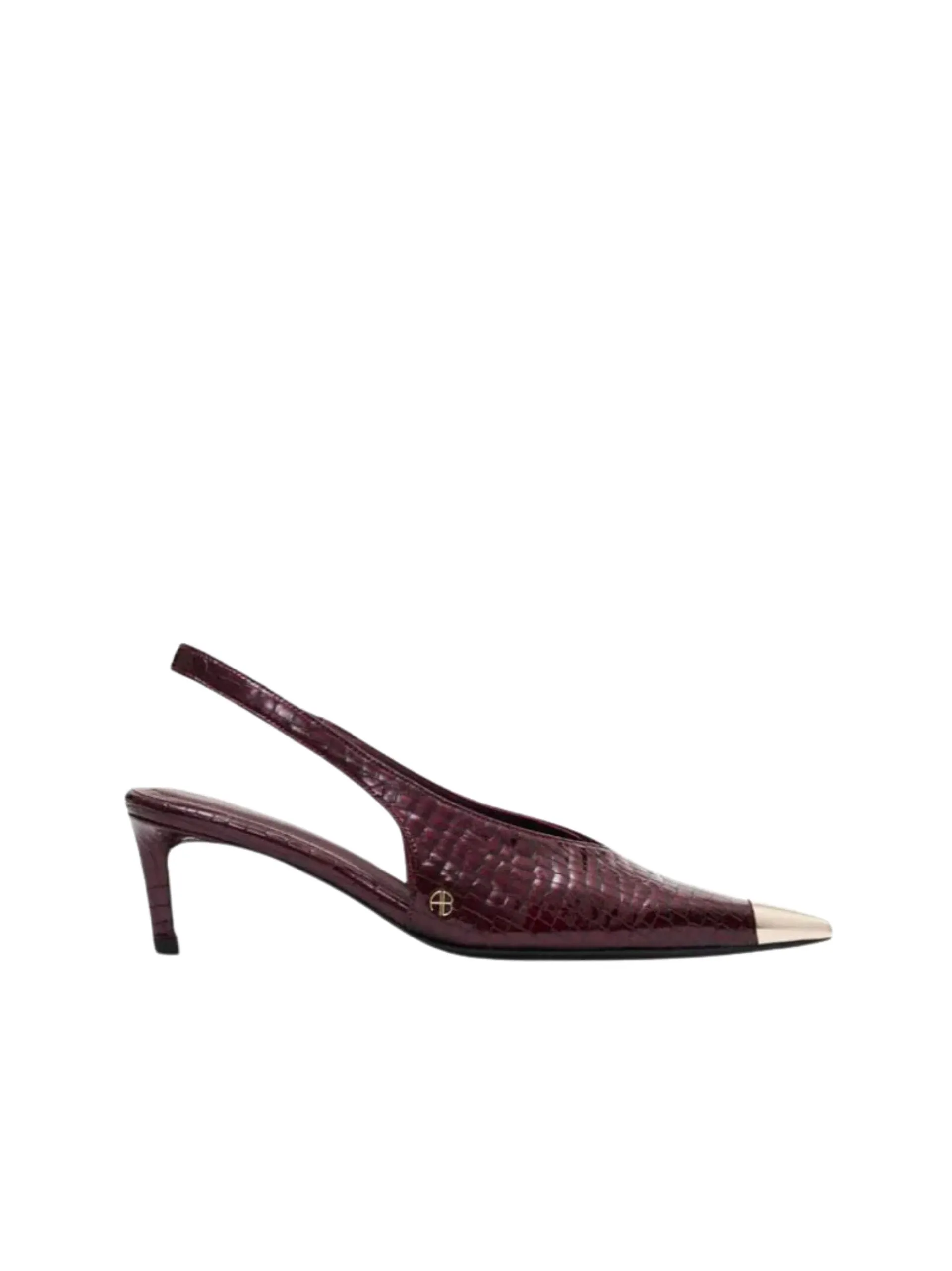 Nina Heels With Metal Toe Cap / Burgundy Small Embossed
