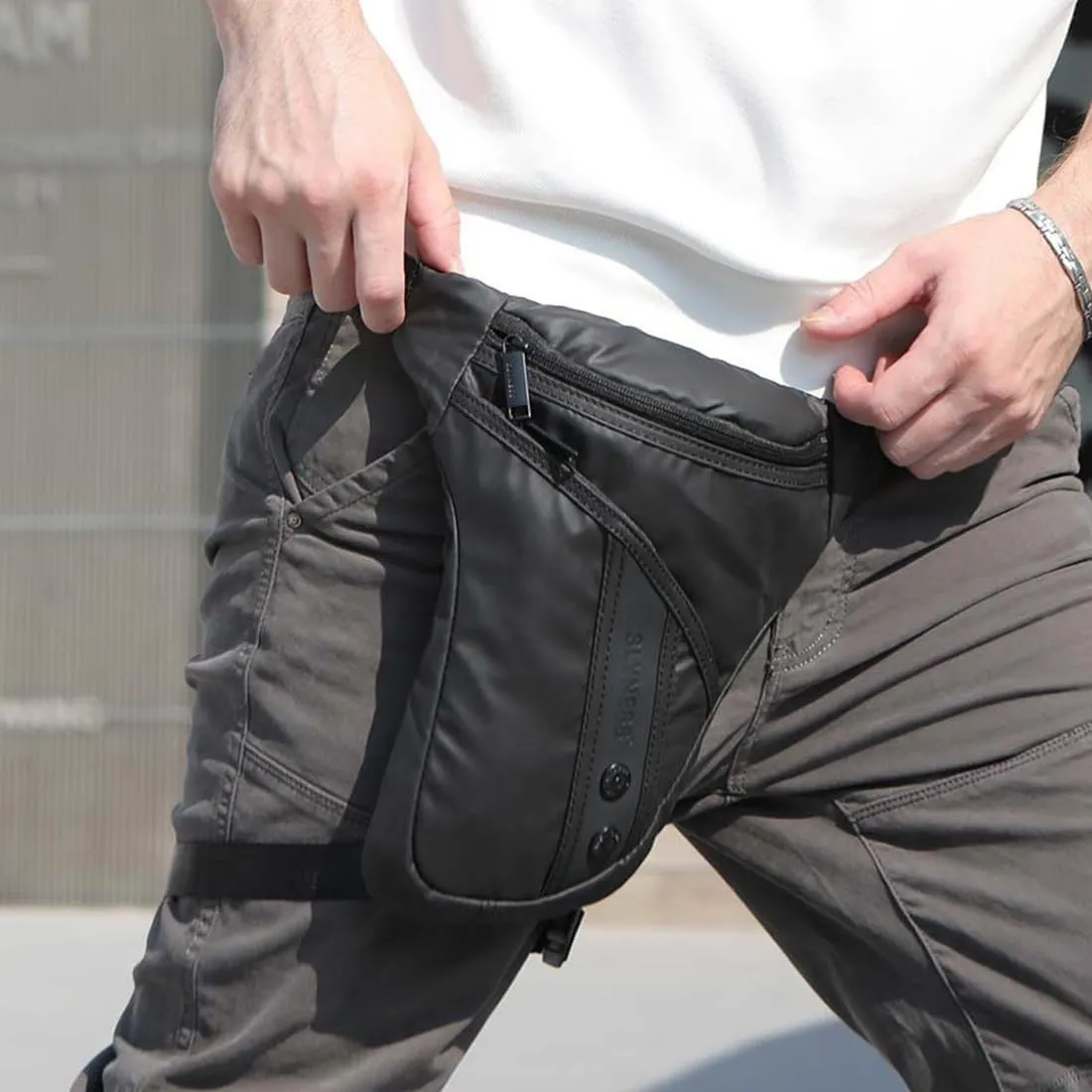 Oxford Drop Leg Bag Mesh Back Lightweight Water Repellent Thigh Bag Bike Motorcycle Unisex Travel Fanny Waist Pack Leg Pouch Black-01